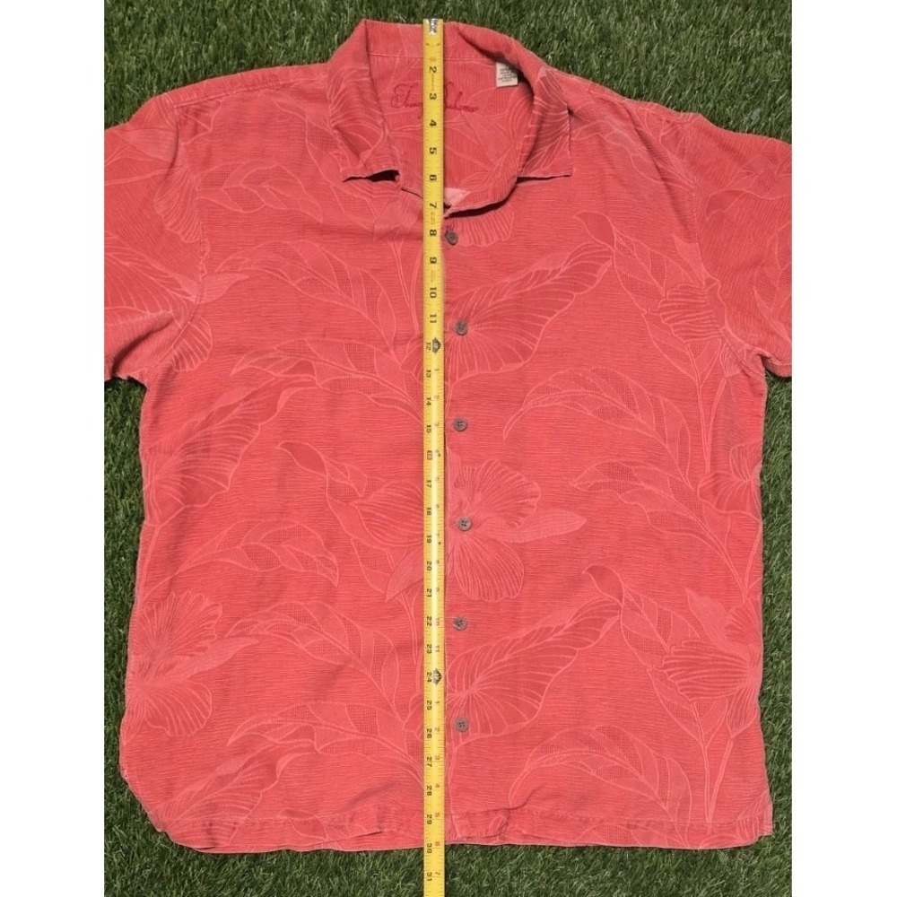 Tommy Bahama Shirt Large 100% Silk Tonal Floral Jacquard Terracotta Camp XL Fit - Picture 8 of 8